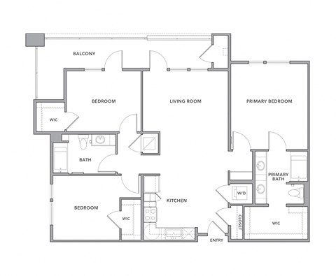Floor plan for 3 beds, 2 baths, 1531 sqft